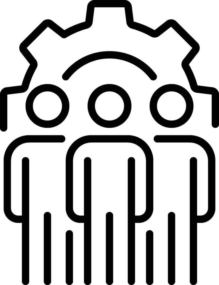 People Icons Line Work Group Team Business A group of people in a gear wheel vector