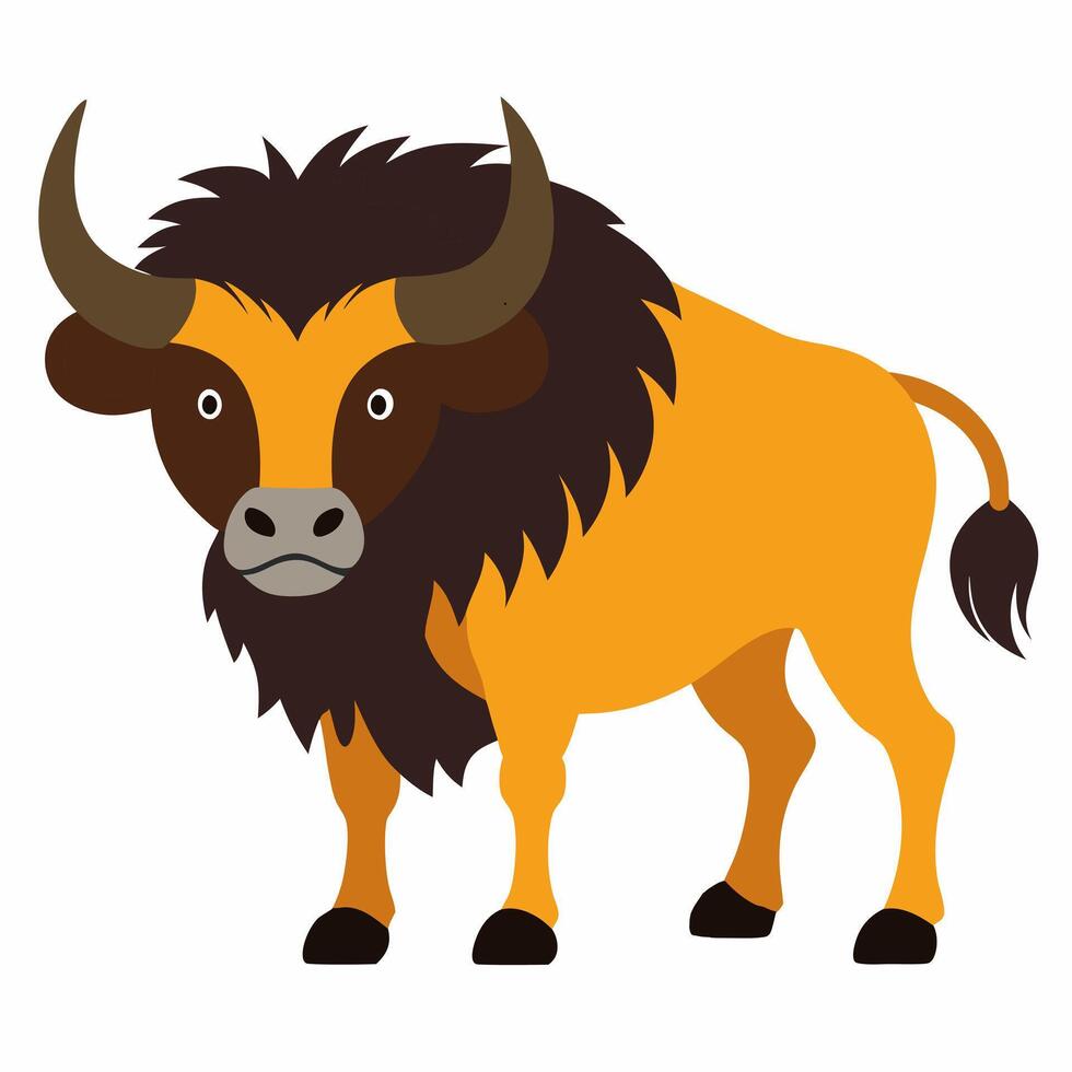 Cartoon buffalo. Angry bull. Suitable for children's books, stickers, mascots, logos. Illustration on white background vector