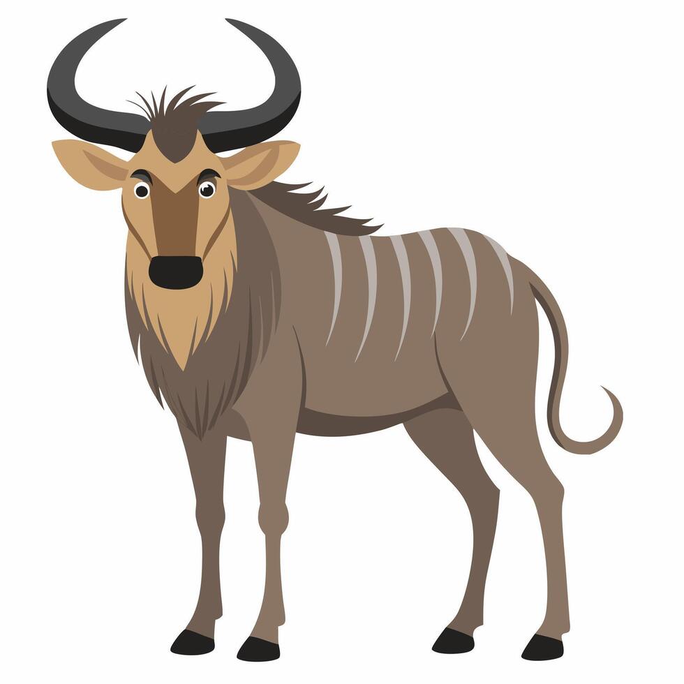 Cartoon wildebeest. African antelope. Suitable for children's books, stickers, mascots. illustration on white background vector