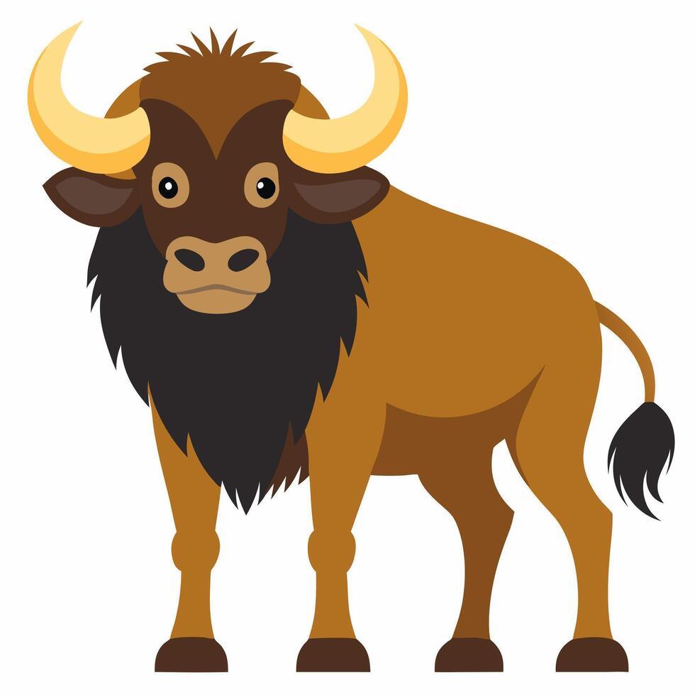 Cartoon buffalo. Angry bull. Suitable for children's books, stickers, mascots. Illustration on white background vector