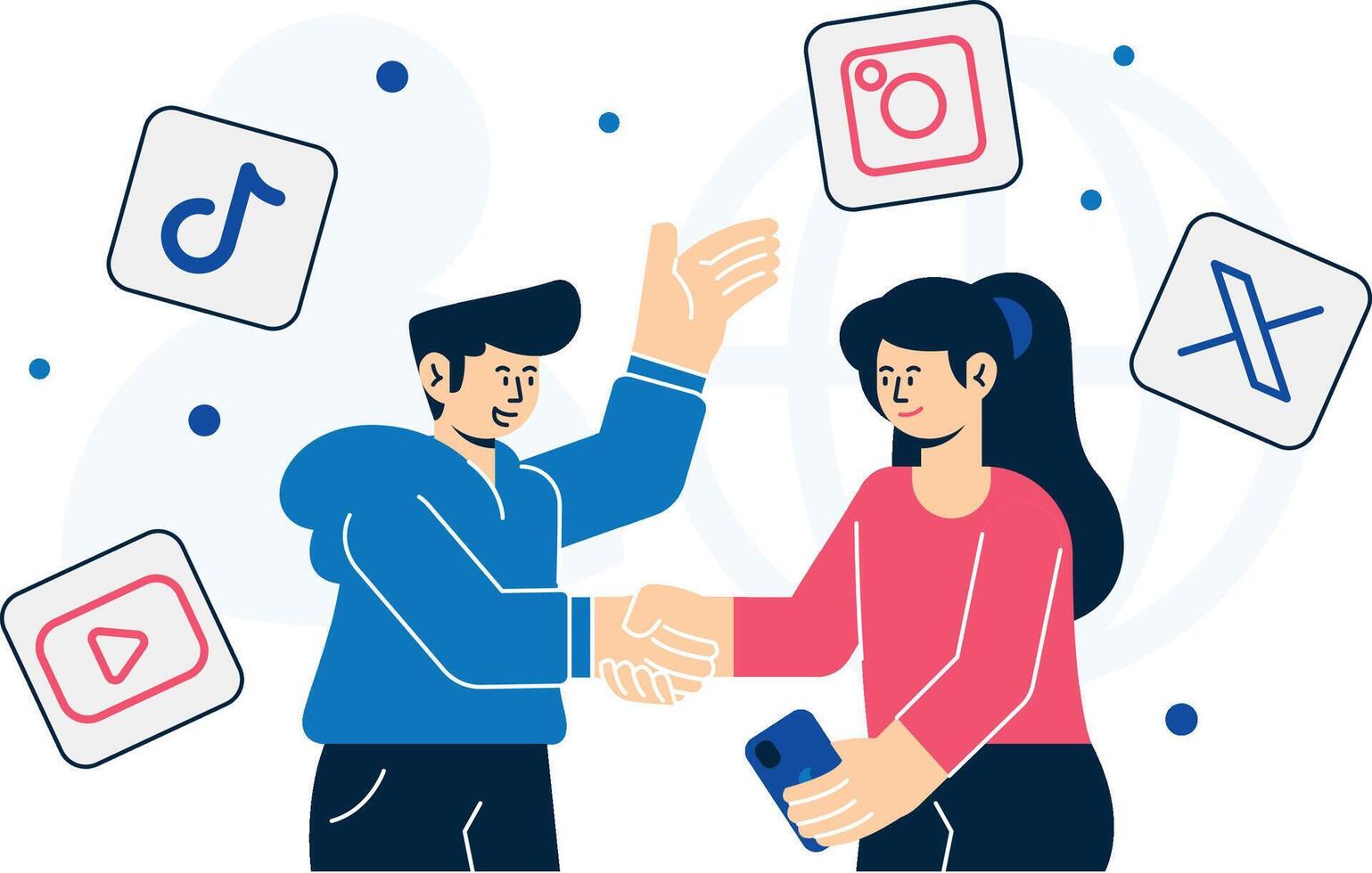Influencer Collaboration Marketing Illustration vector