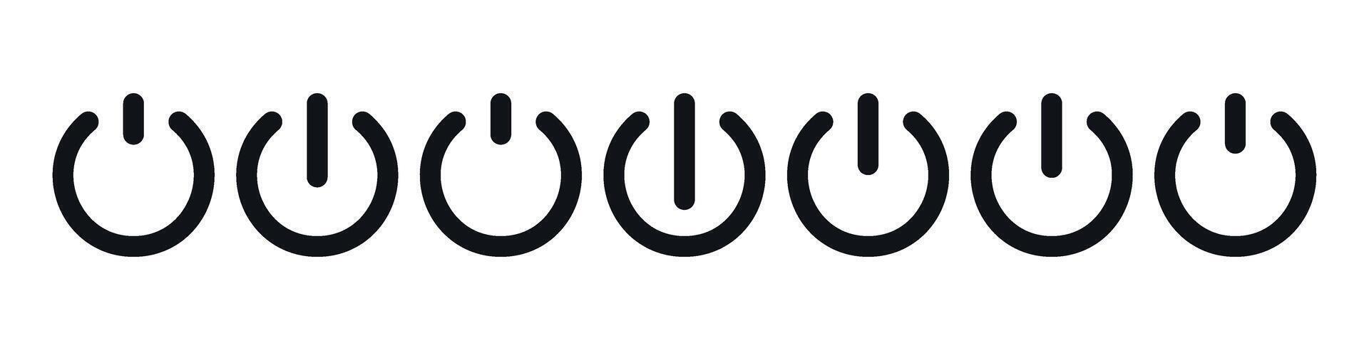 Power button icon with on-off switch symbol, standby mode pictogram, energy control for computer or device reboot. Flat illustration isolated on white background. vector