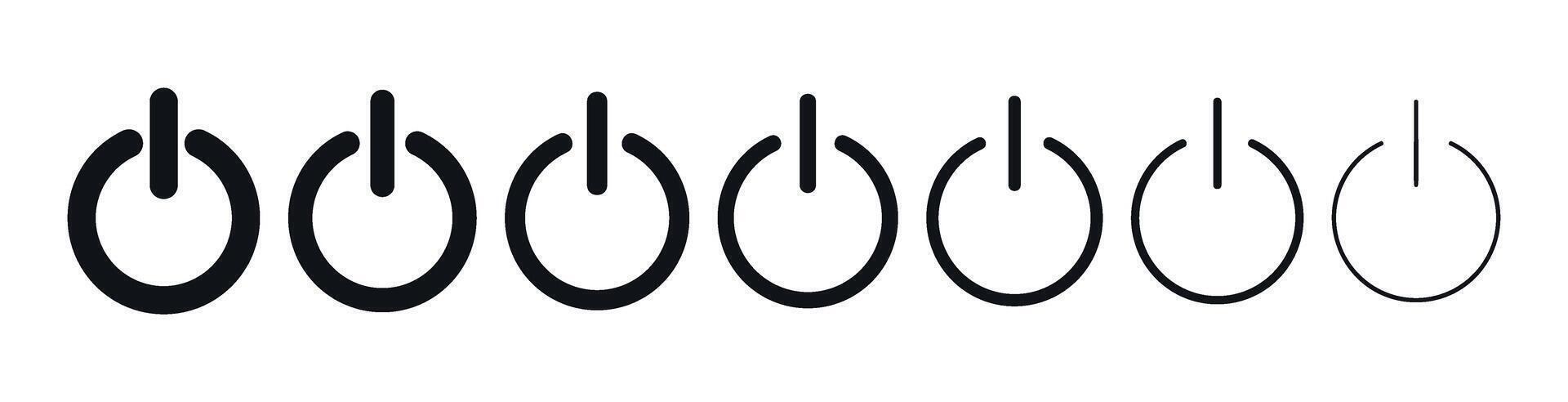 Power button icon with on-off switch symbol, electric shut down sign, start and close control for computer or web interface. Flat illustration isolated on white background. vector