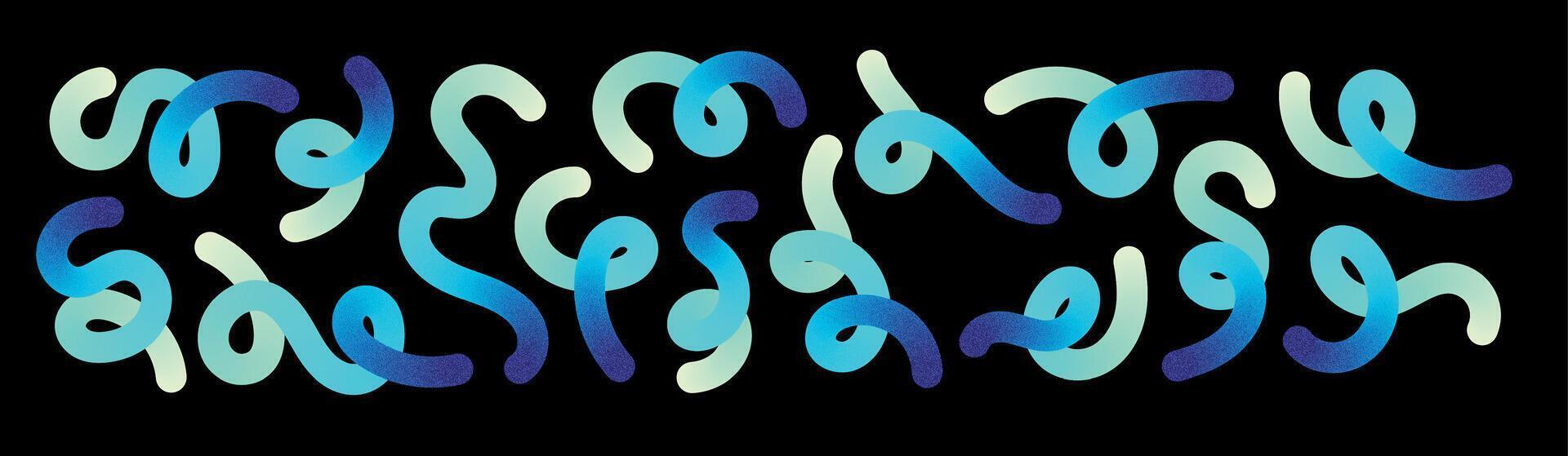 Abstract fluid gradient shape with 3D liquid brush strokes, blurred neon waves, holographic color blend design. Flat illustration isolated on white background. vector