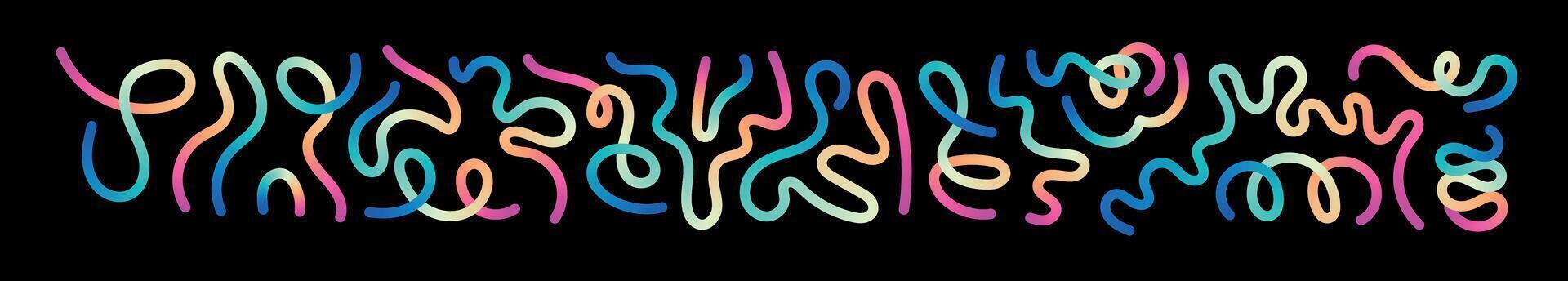 Abstract wavy gradient lines with fluid ribbon shapes, colorful 3D pattern, geometric and organic design elements. Flat illustration isolated on white background. vector