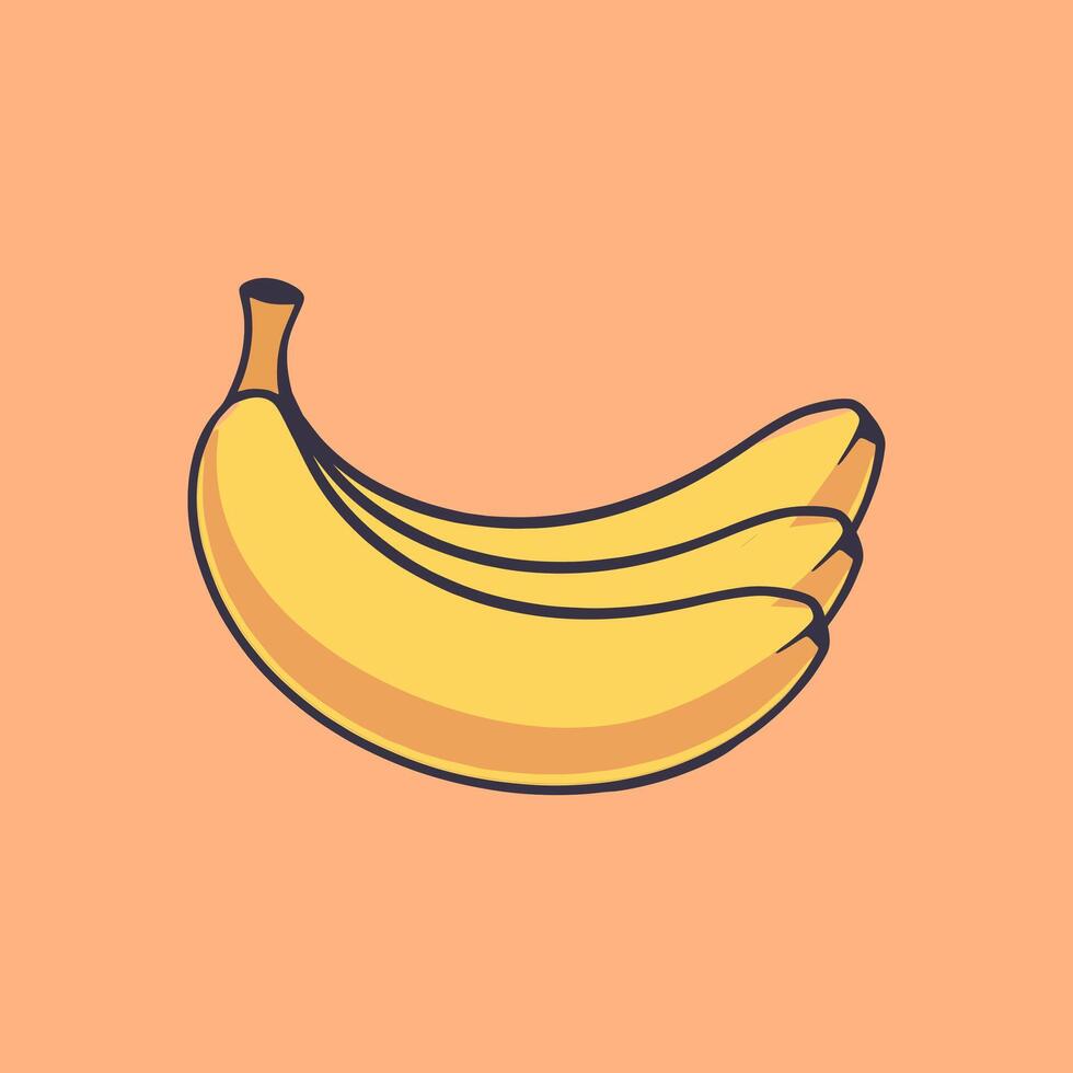 an illustration with a picture of a banana and an orange background vector