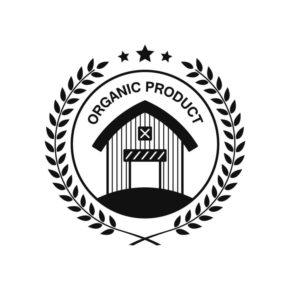organic product logo with barn symbol vector