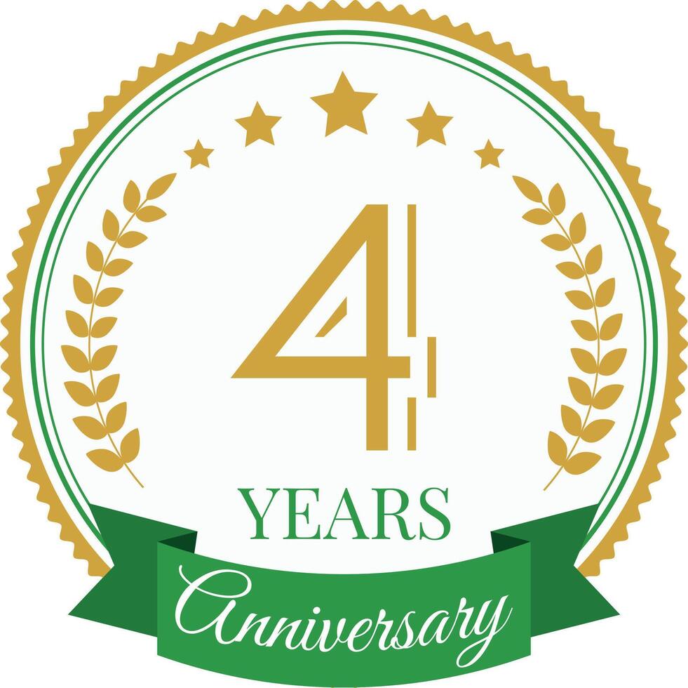Logo 4 Years Anniversary Celebration Design Template. vector