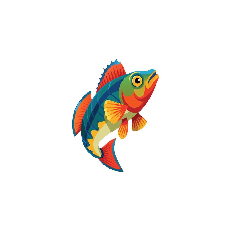 Stunning Multicolored Fish Design with White Background vector