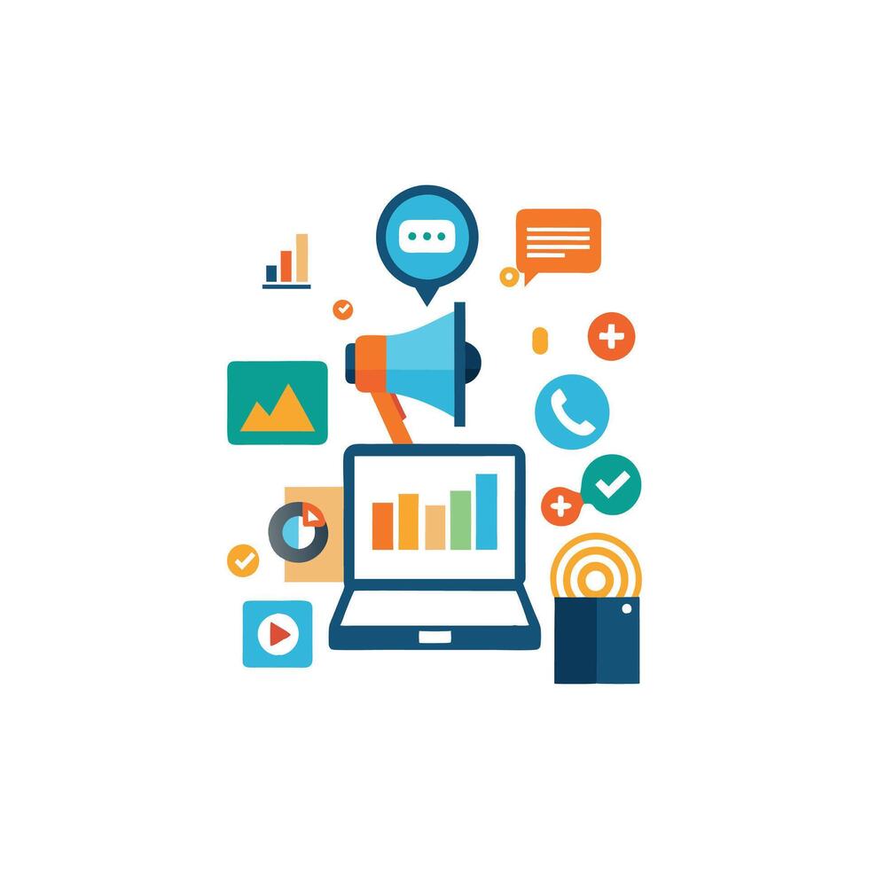 Digital Buzz The Power of Social Media Marketing Concept vector