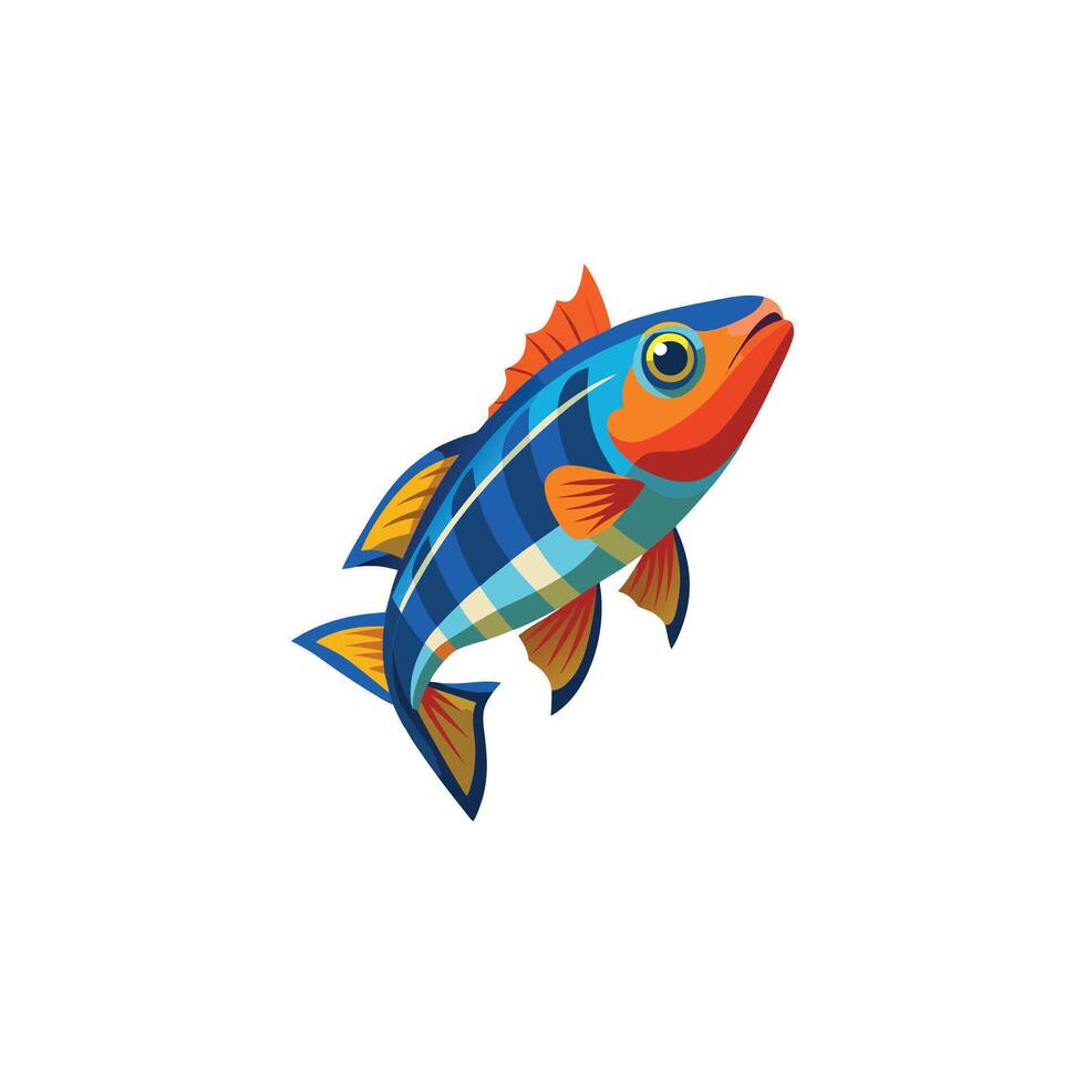 Brightly Colored Fish Illustration with Clean White Background vector