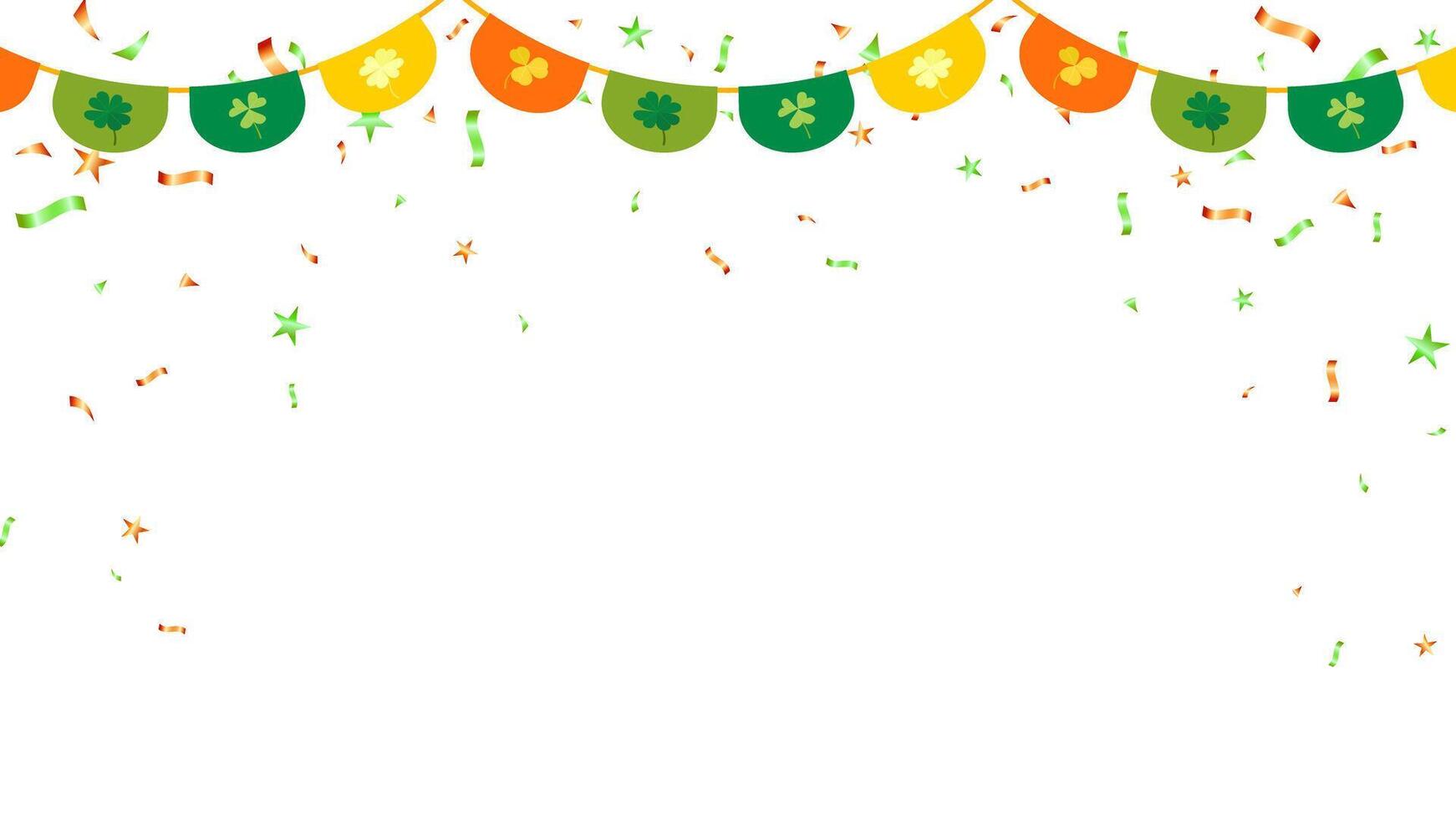 Frame colorful bunting garland flag and confetti festival decoration elements. St. Patrick's Day vector