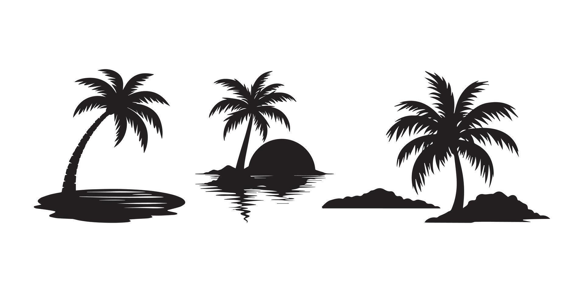 Silhouette of Palm Tree near water vector
