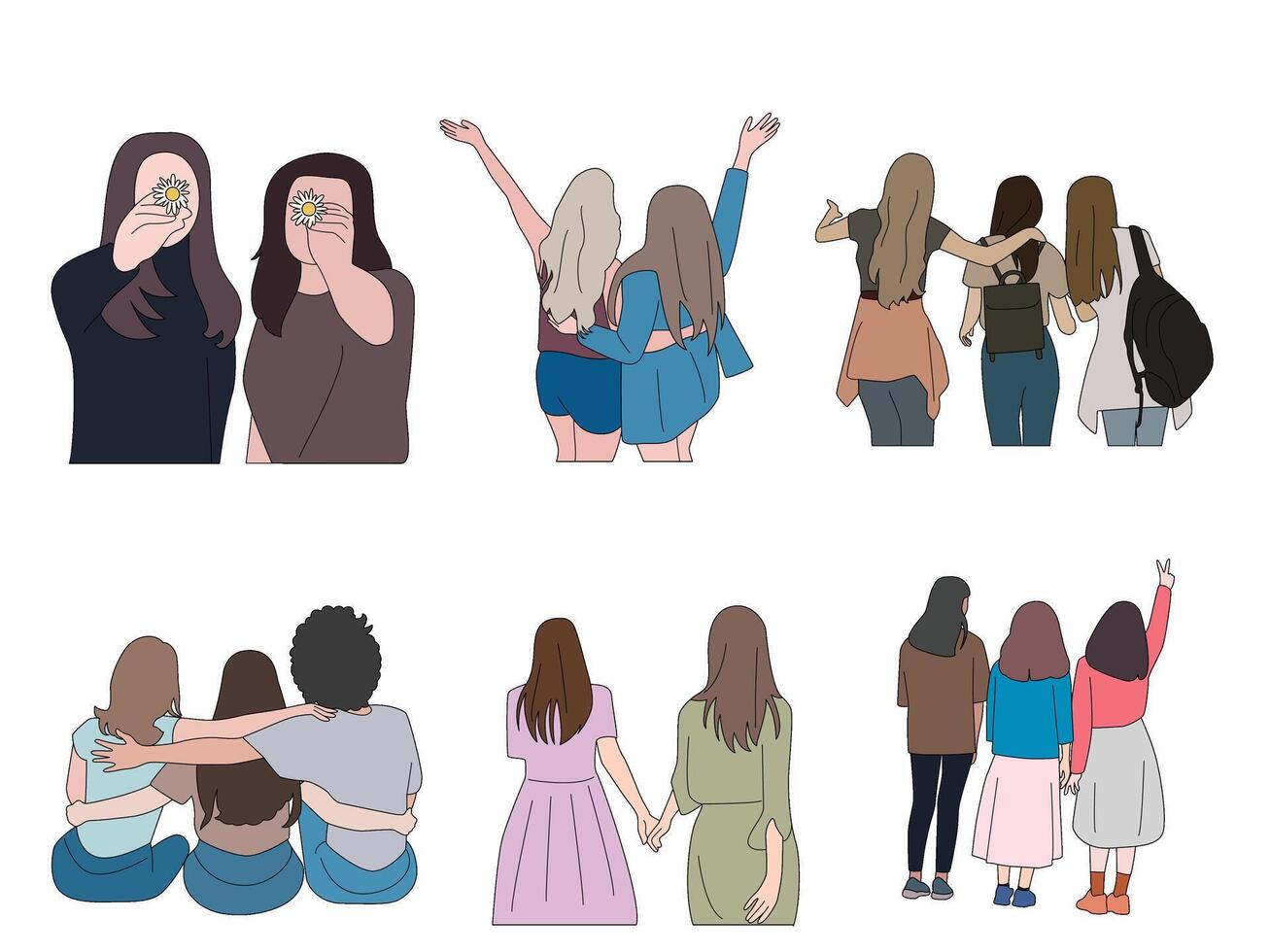Girl Female Women Friendship Illustration vector