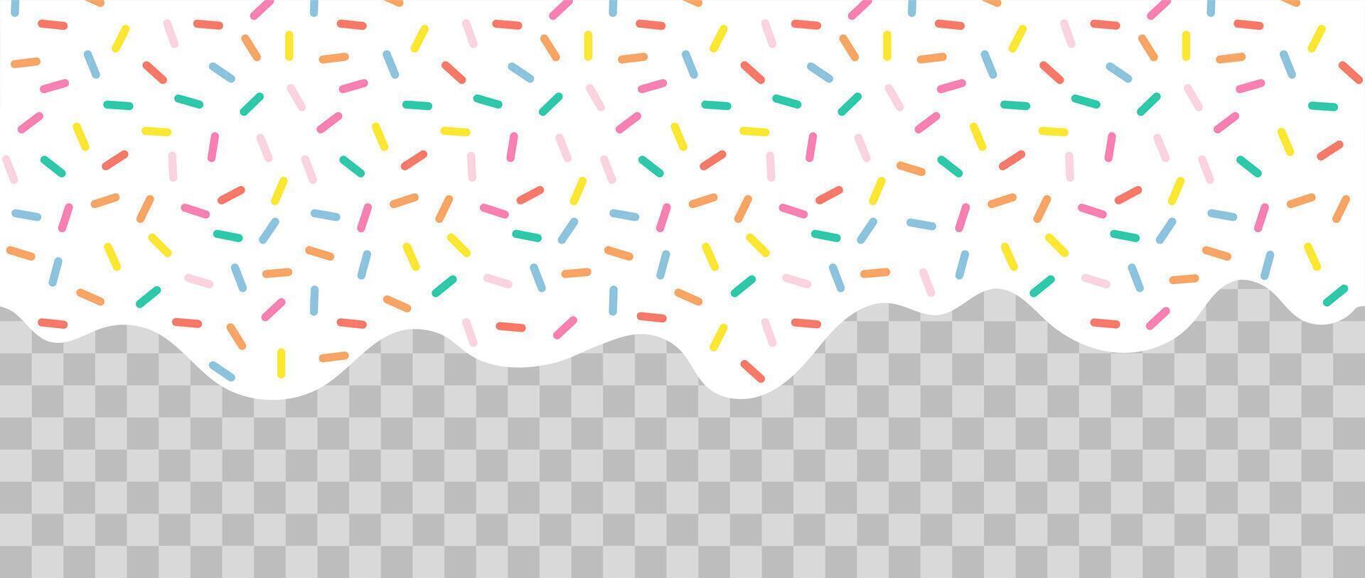 Simple Sprinkle pattern. Liquid icing and creamy glaze pattern. White soft ice cream, splashes of sweet candies. Illustration vector