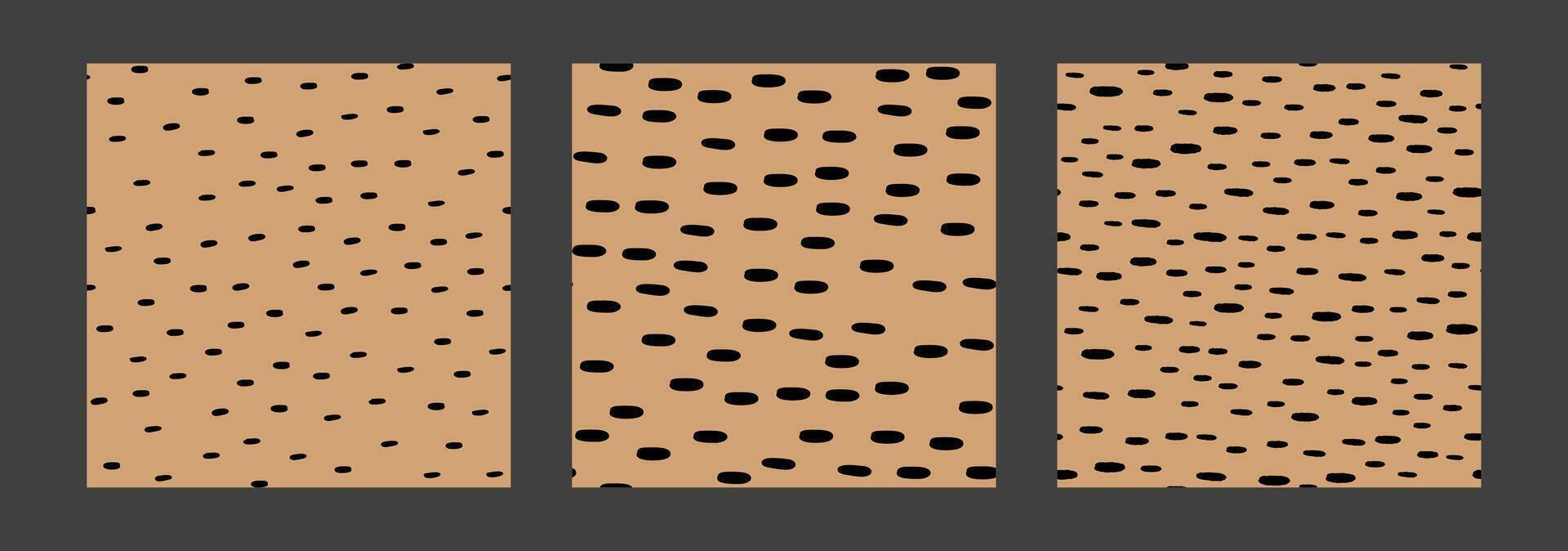 Small Dash or Dots Pattern. Ink abstract shapes. Seamless pattern with horizontal crayon lines. Scandinavian style. Set of Illustration on beige background vector