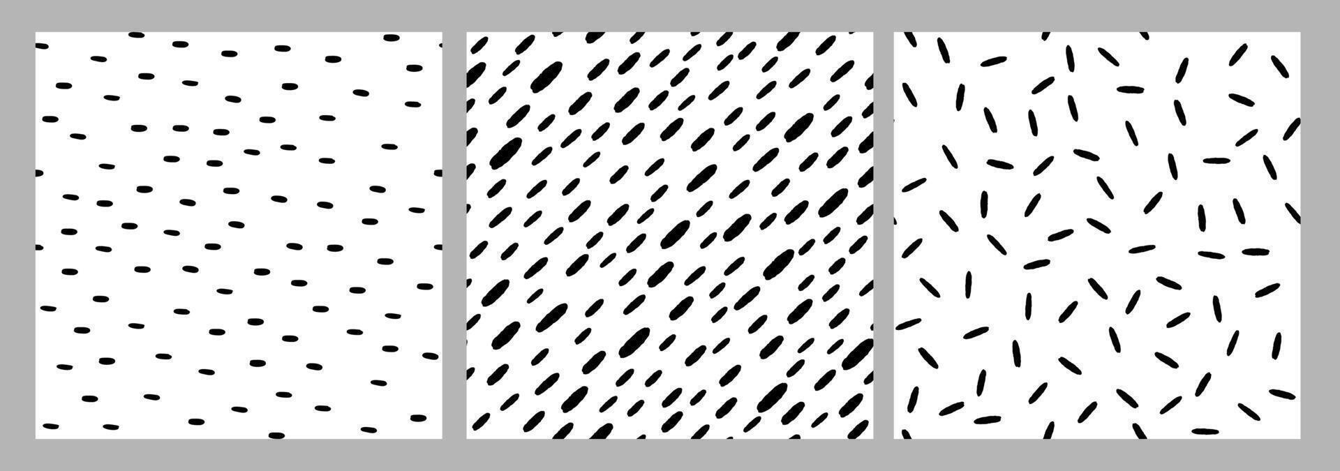 Small Dash Seamless Pattern Collection. Brush hand drawn random strokes. Abstract dots seamless pattern. Memphis style. Simple Illustration vector