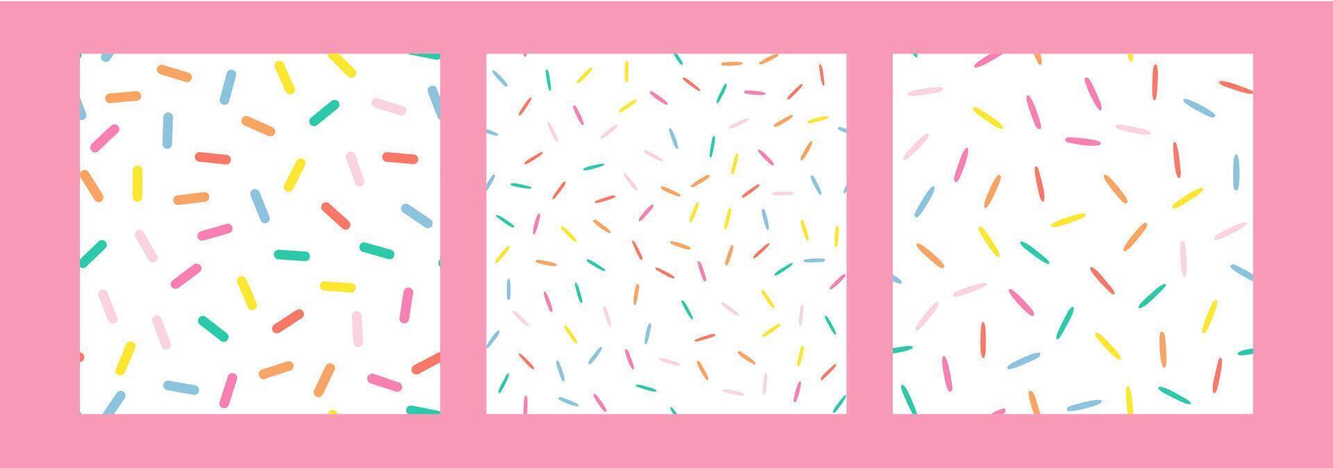 Simple Sprinkle Seamless Pattern. Colorful donut or cake glaze with sprinkle topping. Set of Illustration in scandinavian style vector