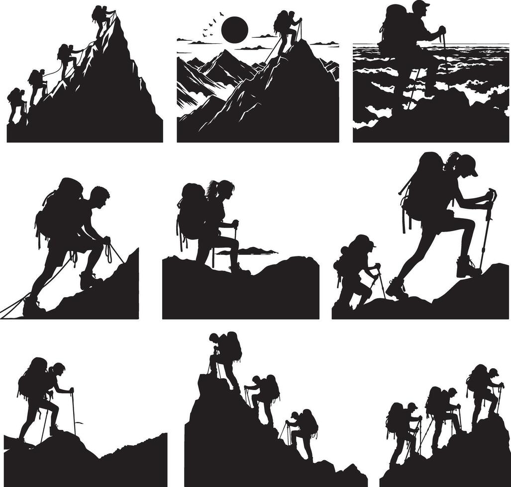 Mountain Climber Silhouette Image Clipart. Mountain Climber Silhouette Clipart vector