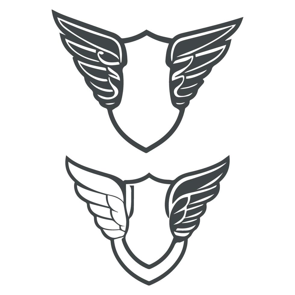 two wings on a shield with a shield in the middle vector