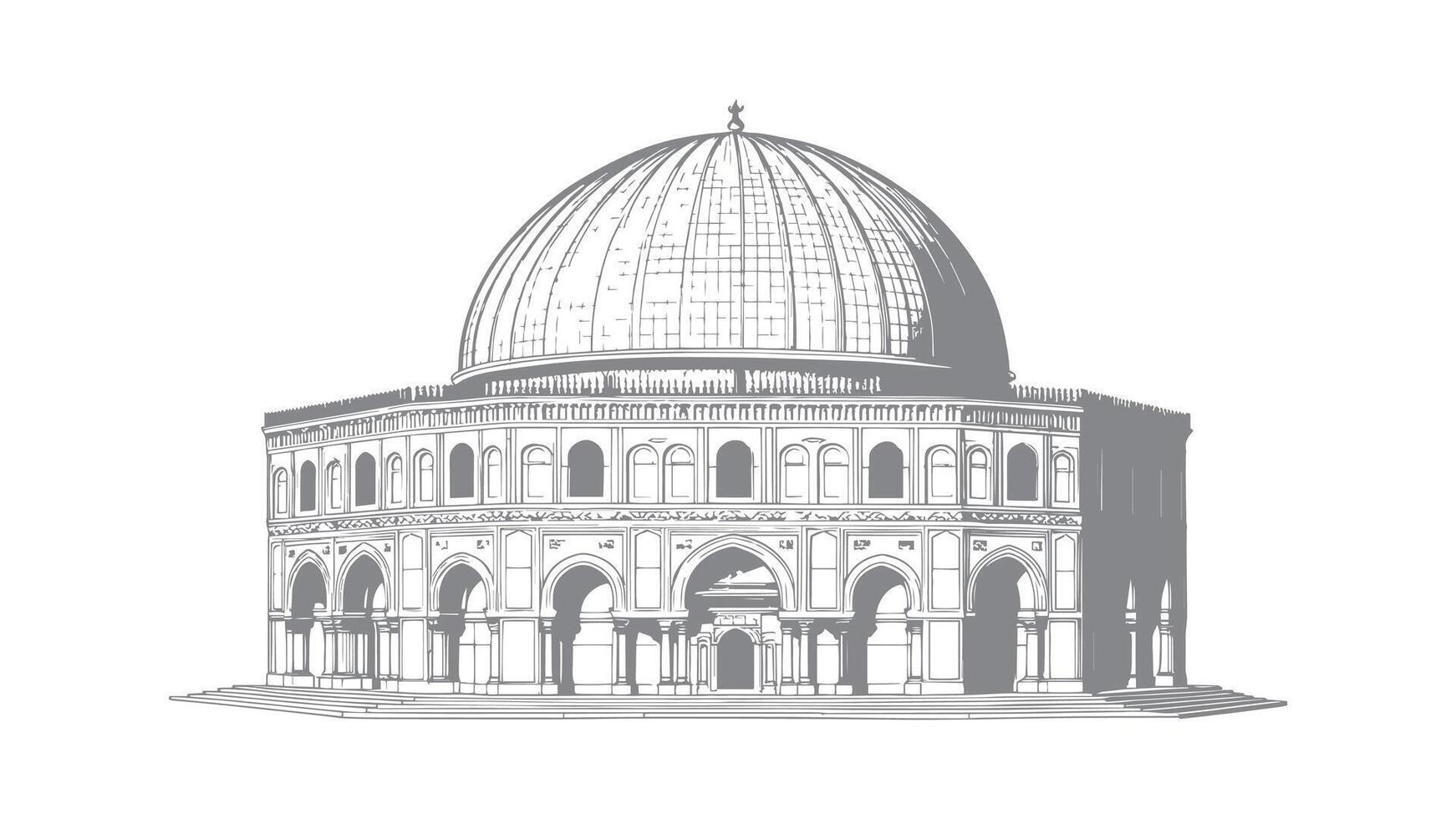 the dome of the rock is shown in a black and white drawing vector