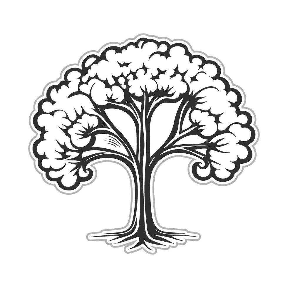 a stylized tree with leaves and branches vector