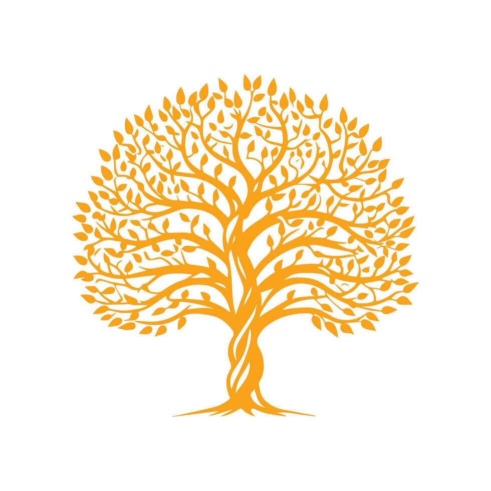 an orange tree with leaves on it vector