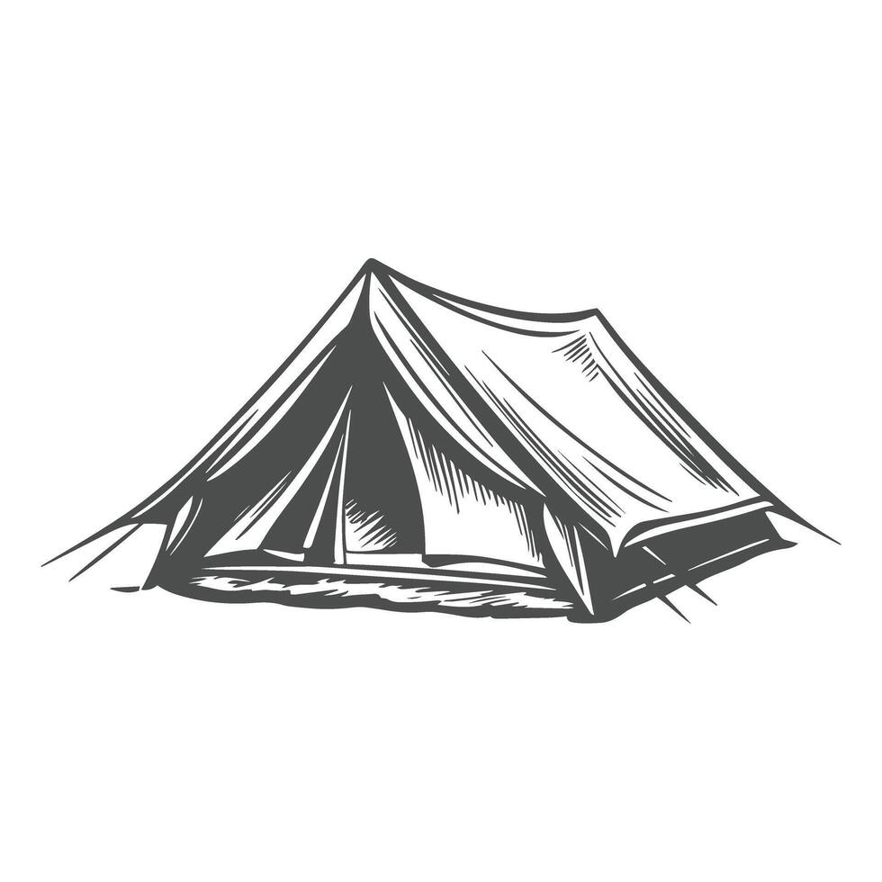 a tent is shown in a sketchy style vector