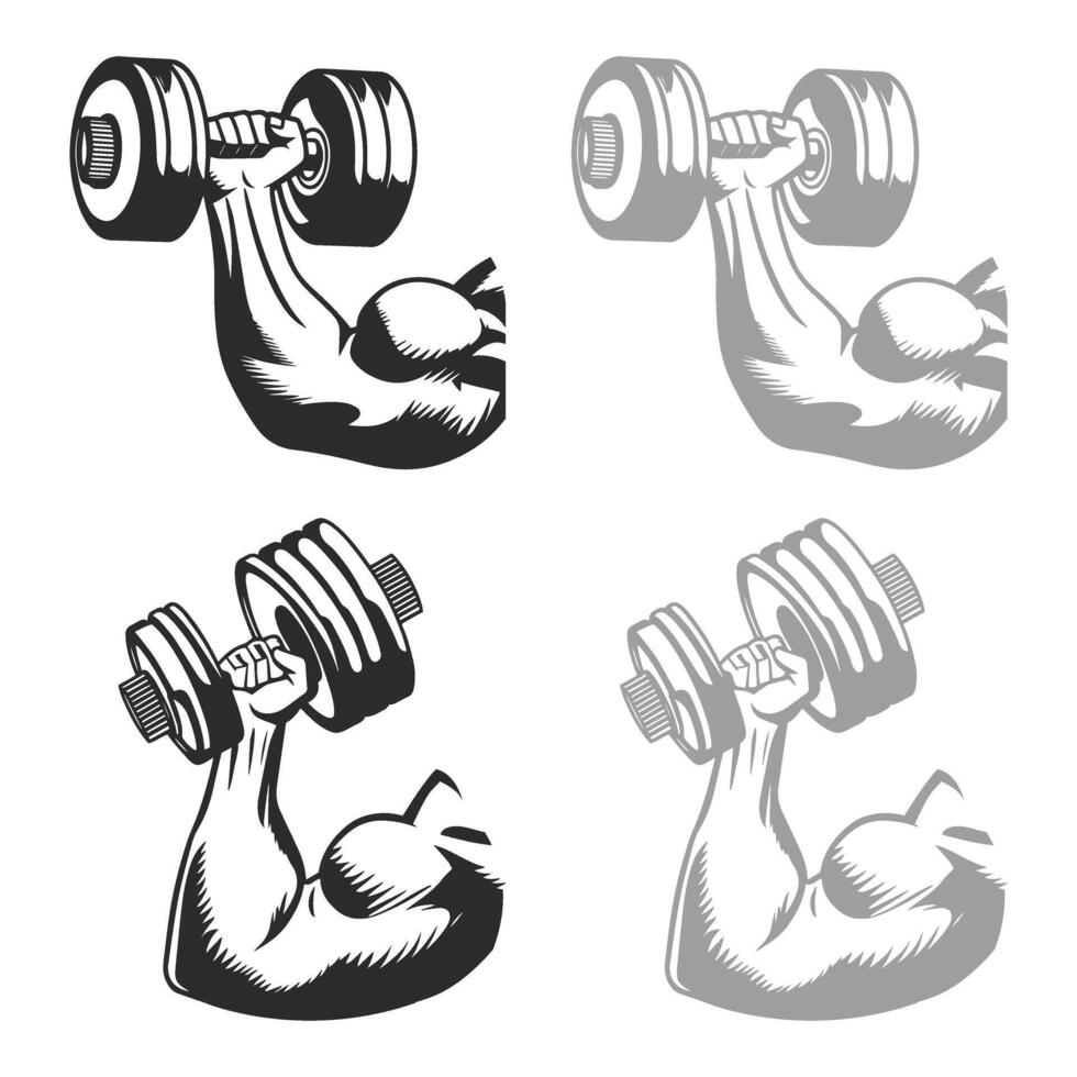 four different images of a man lifting weights vector