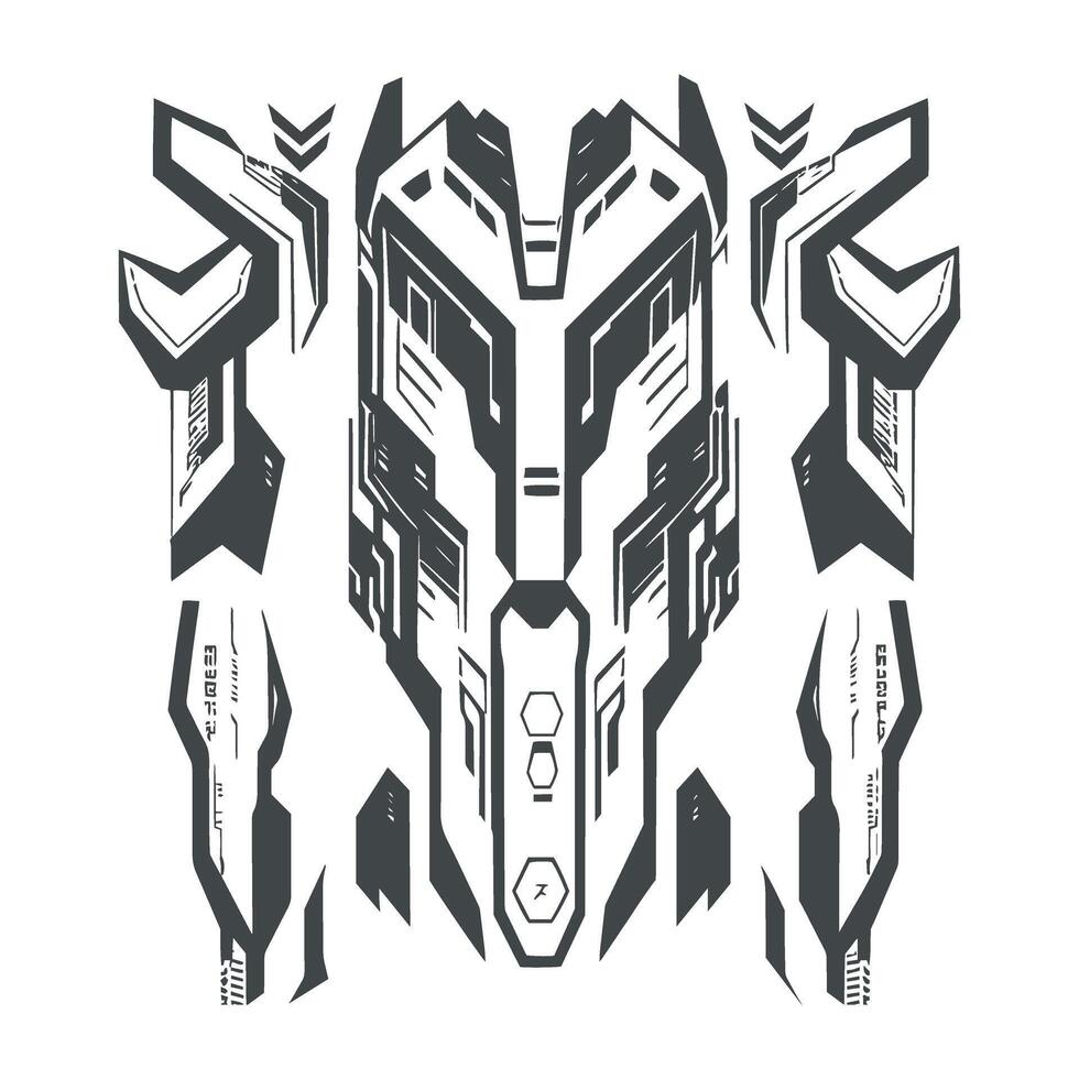 the black and white design shows a futuristic design vector