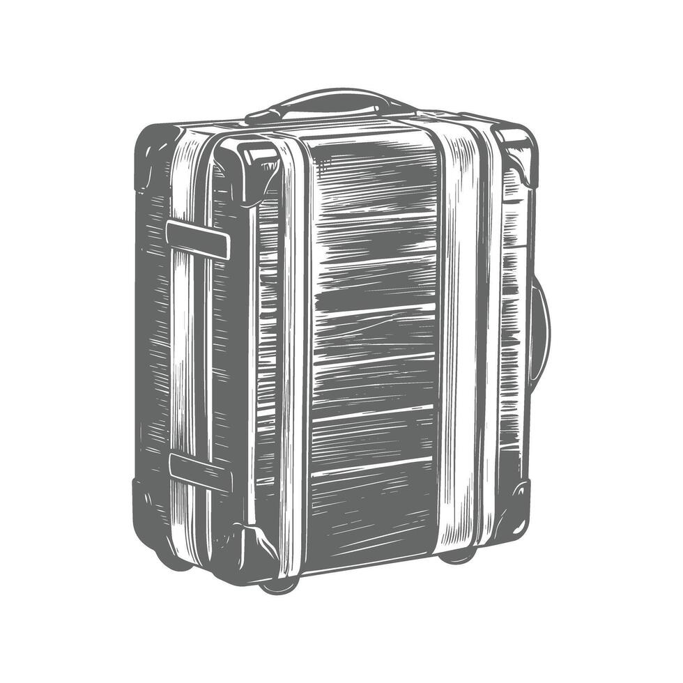 Black and white drawing of a suitcase vector