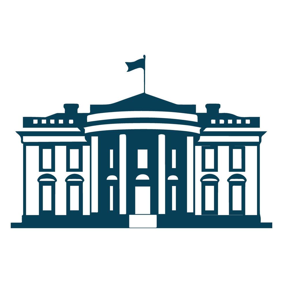 the white house is shown in a blue and white silhouette vector