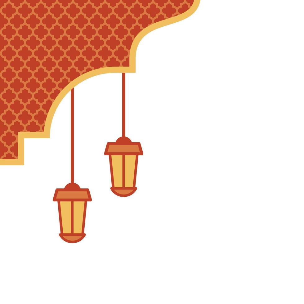 Corner arabic pattern element with lantern vector