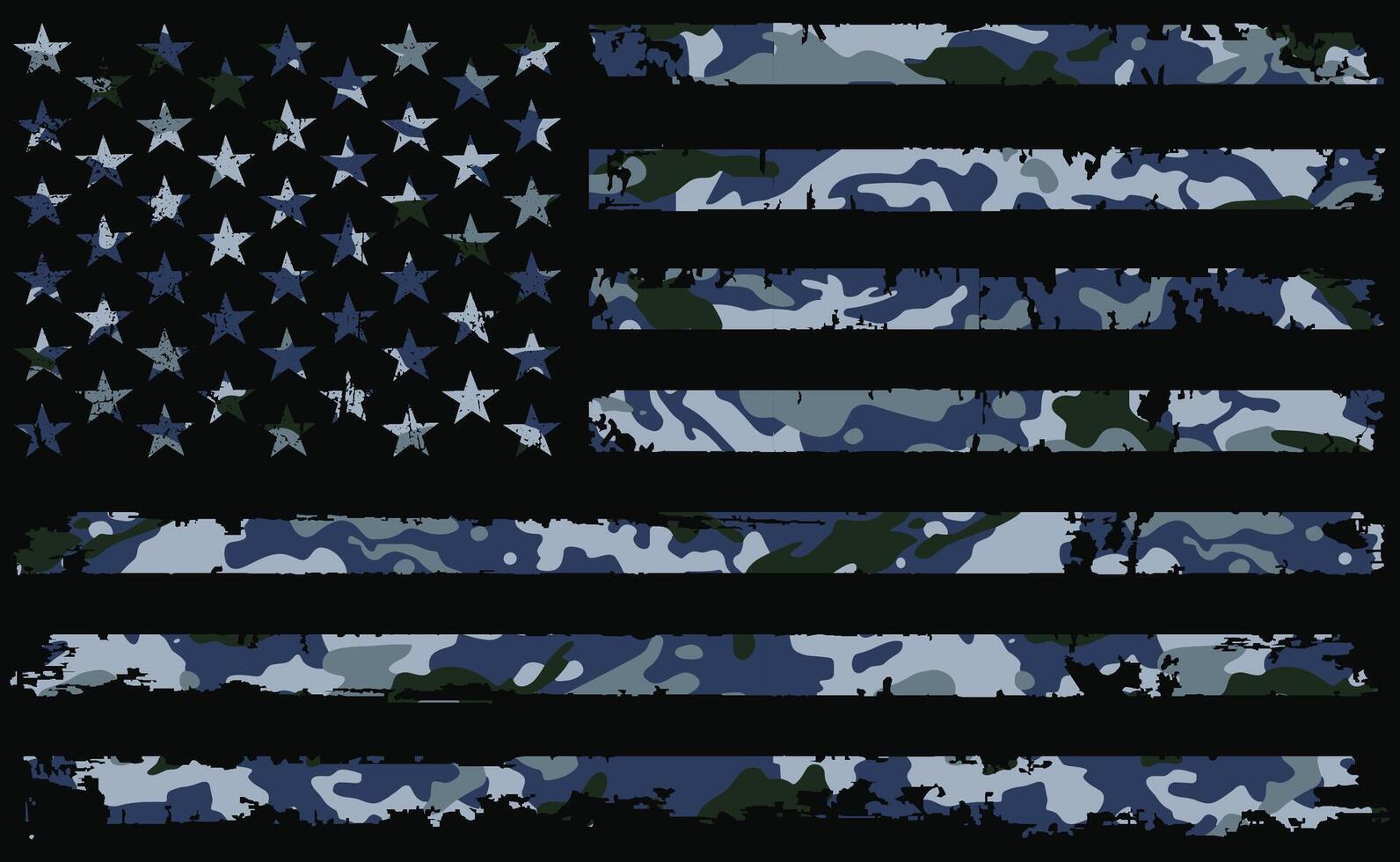 Navy Camouflage American Flag. Distressed Military USA Design vector