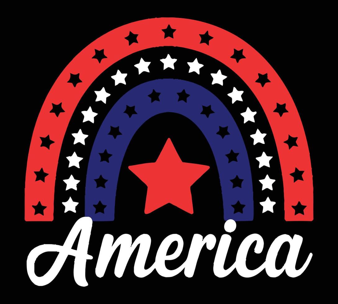 Patriotic American Rainbow with Stars. USA Independence Day Design vector