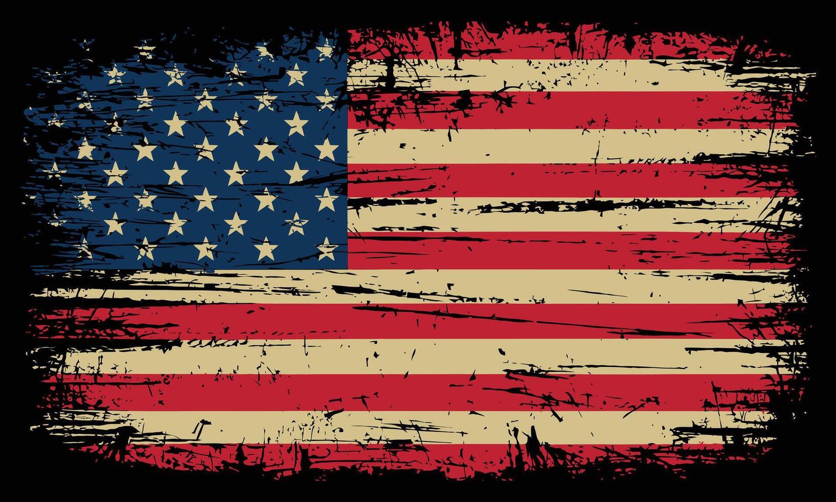 Vintage Distressed American Flag. Grunge USA Patriotic Symbol vector