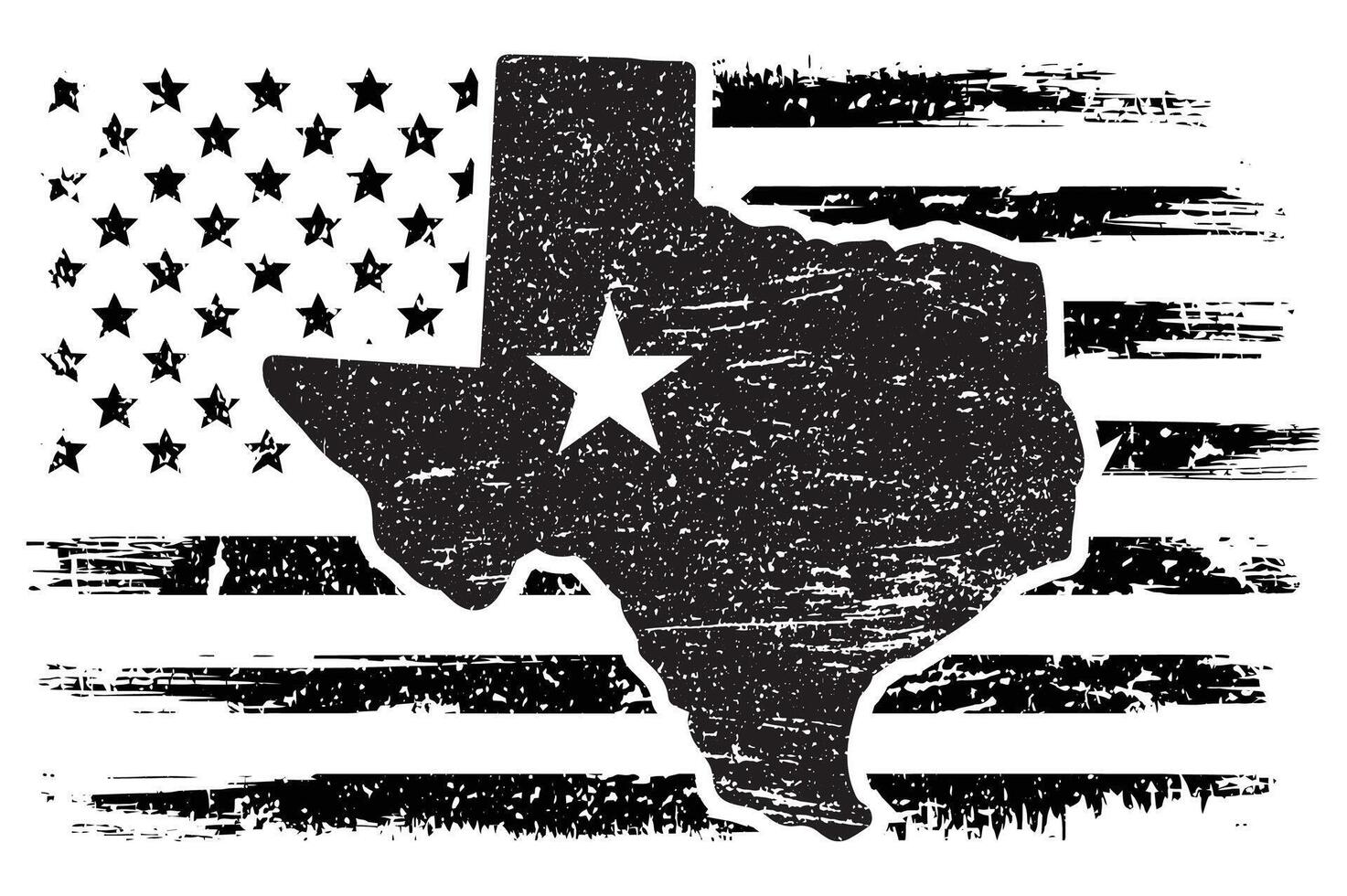 Distressed Texas Flag with American Theme. Grunge Lone Star State Design vector