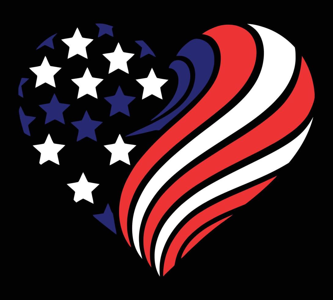 American Flag Heart. Patriotic USA Love Symbol Design vector
