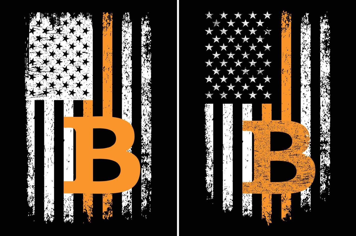 Distressed American Flag with Bitcoin Symbol. Crypto USA Design vector