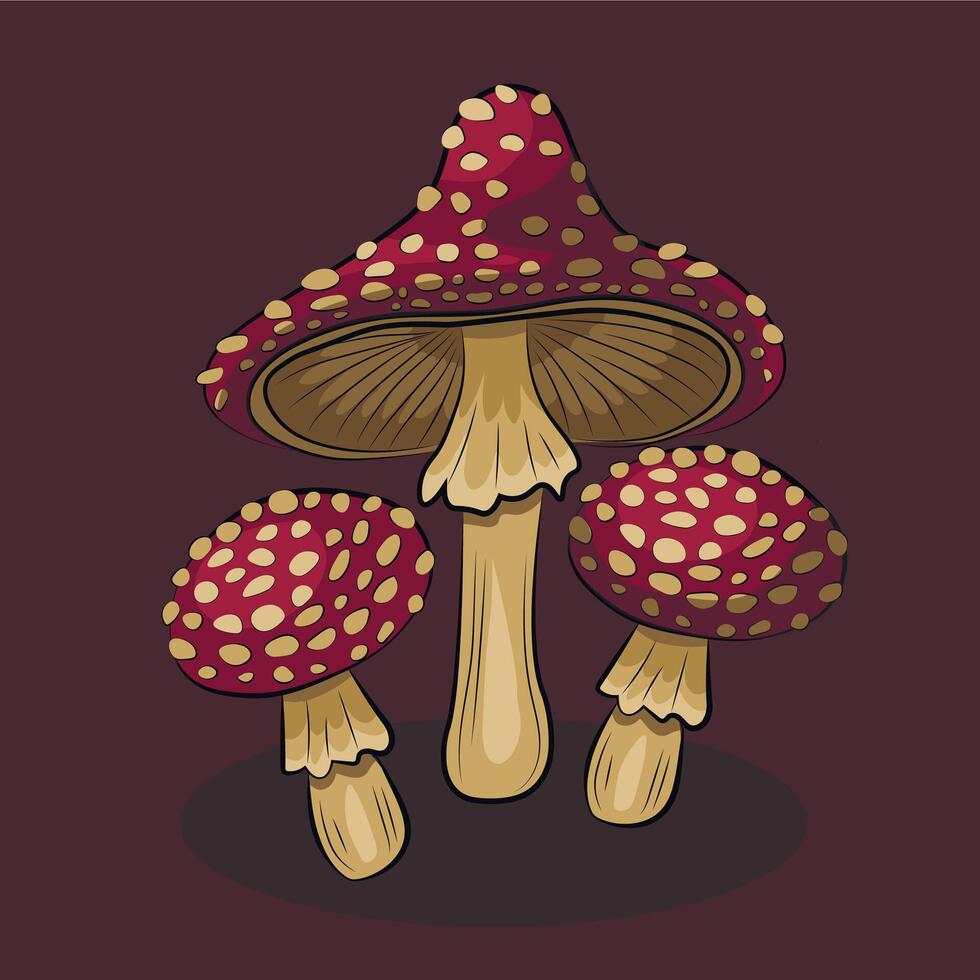 mushroom fly-agaric cartoon style isolated vector