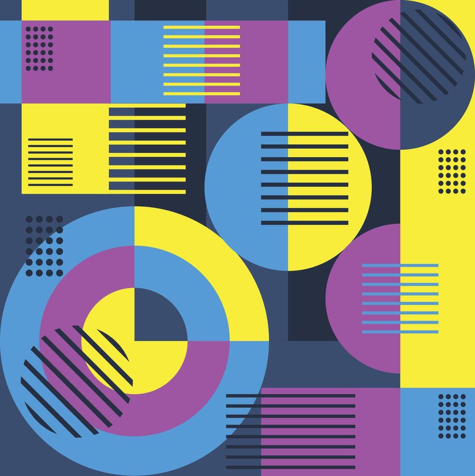 square bauhaus geometric abstract background vector