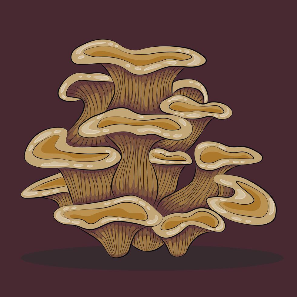 oyster mushroom cartoon style isolated vector