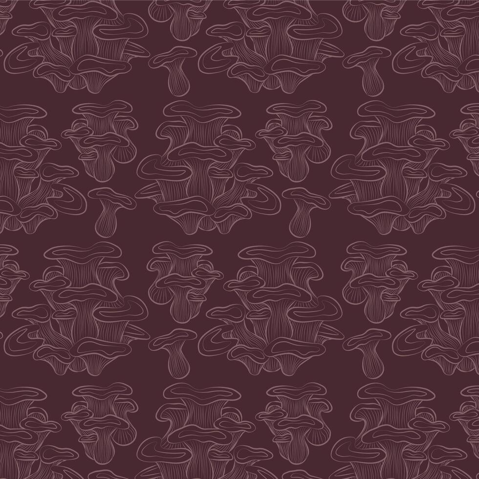 oyster mushroom outline pattern brown background vector