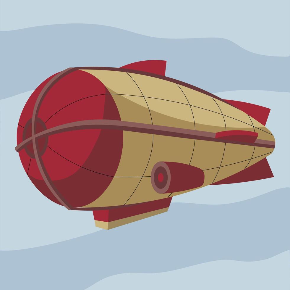airship simple cartoon style. Flying vehicle vector