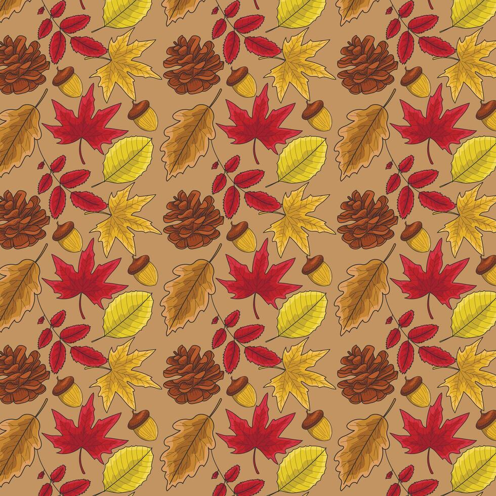 autumn leaves forest pattern. background vector