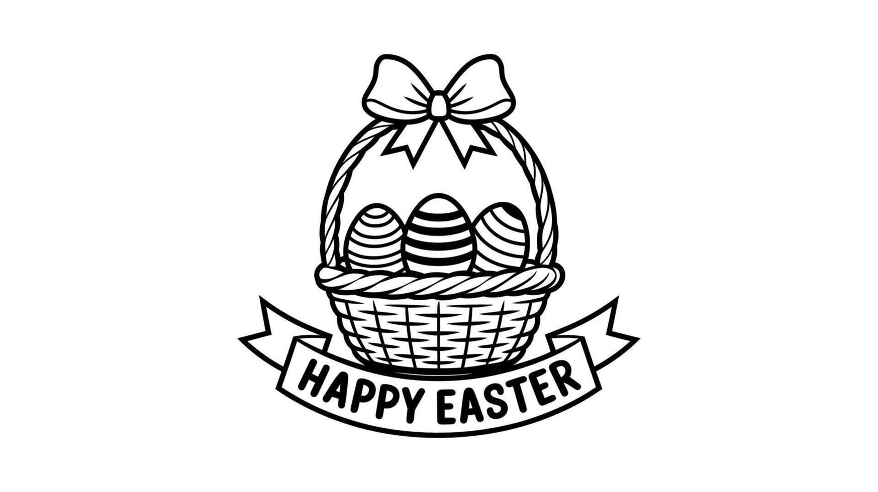 Cute Easter Basket with Eggs, Perfect for Printables vector