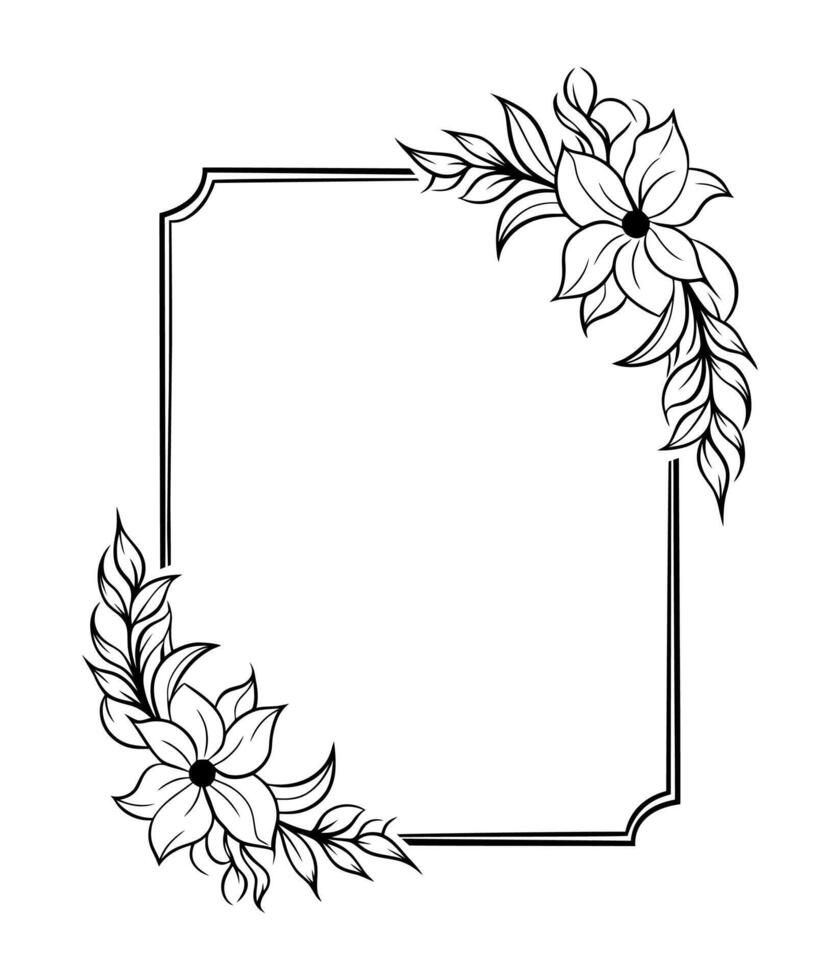 Elegant floral corner frame design vector