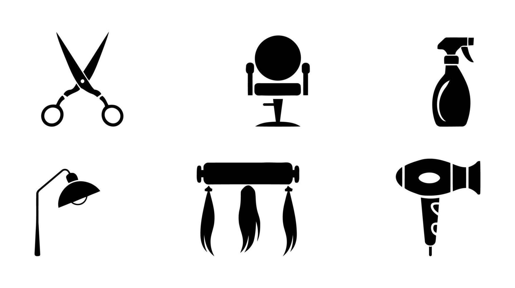 Black and white salon tools icons set vector