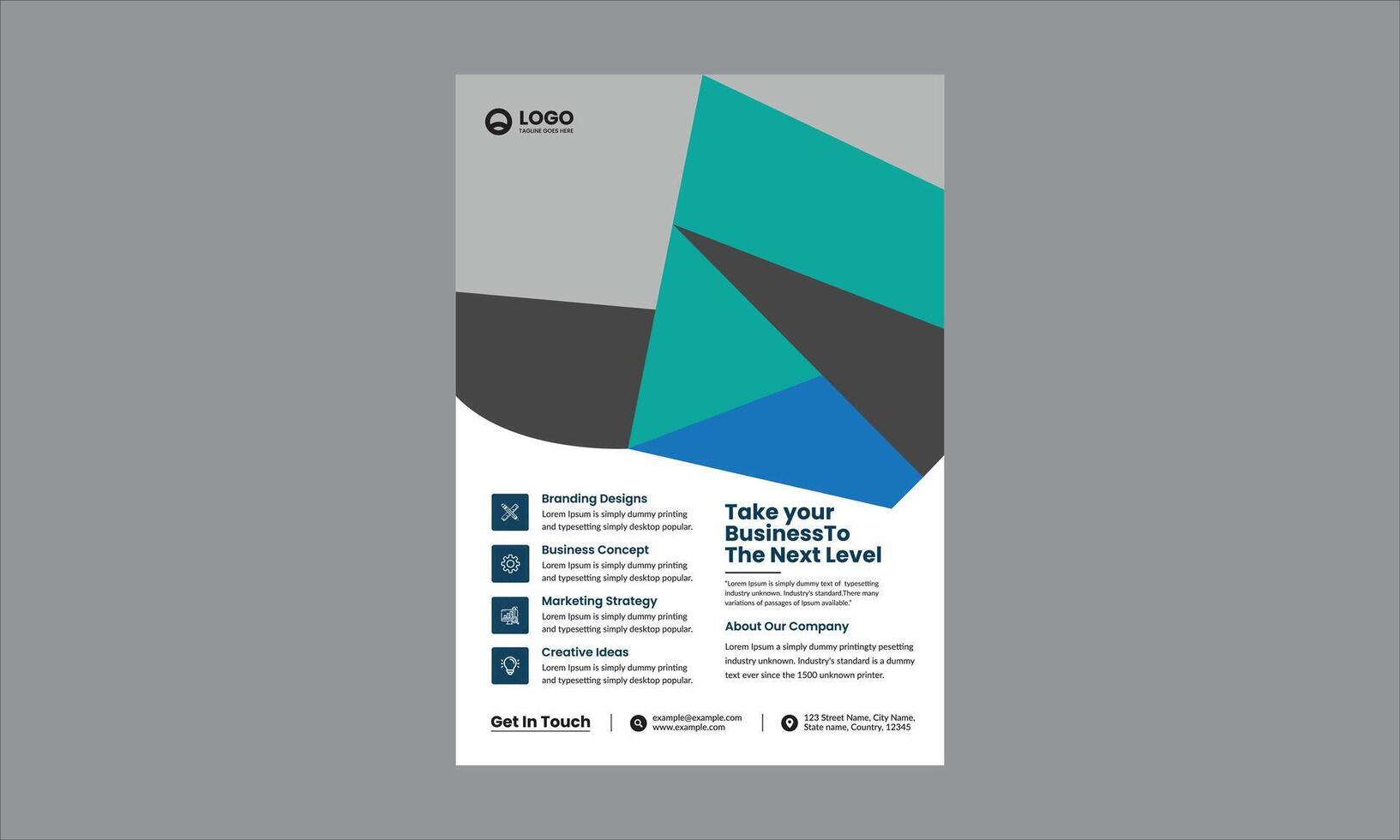 This flyer design is a modern, corporate, and professional business template. vector