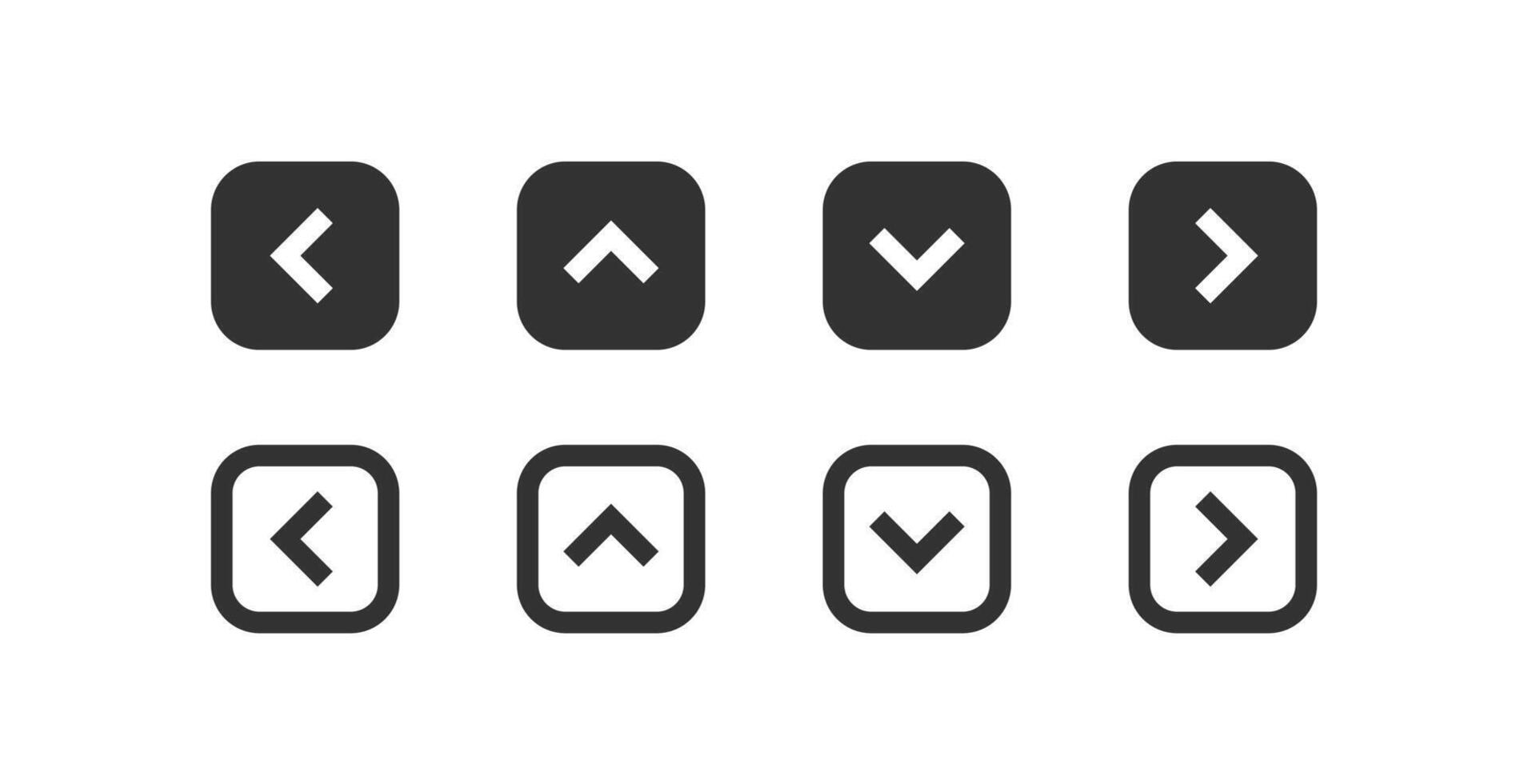 Arrow direction icon. Swipe button. Next, back symbol. Right, left, up, down navigation interface. vector